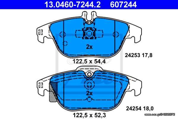 Σετ τακάκια, δισκόφρενα ATE 13046072442 Mercedes-Benz C-Class Coupe C204 1600cc C180 156ps 2013- (0054200720,0054204220,0054204320,0054208120,0064201320)