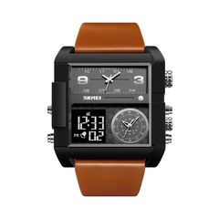 Ψηφιακό/αναλογικό ρολόι χειρός - Skmei - 2020 - Brown/Black