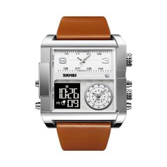 Ψηφιακό/αναλογικό ρολόι χειρός - Skmei - 2020 - Brown/Silver