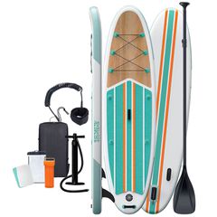 Sup Φουσκωτή Σανίδα 10 Feet Μέγιστο Φορτίο: 150kg. Βάρος Σανίδας=~8kg, Μήκος=300cm(~10 Feet), Πλάτος=76cm, Πάχος=15cm SummerTiempo 622742 42-2722