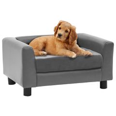 vidaXL Καναπές-Κρεβάτι Σκύλου Γκρι 60x43x30 εκ. Βελουτέ/Συνθετ. Δέρμα