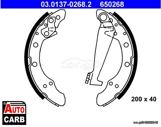 Σετ Σιαγονων Φρενων ATE 03013702682 για SKODA E-CITIGO 2019-, SKODA FABIA 1999-2014, SKODA FAVORIT 1988-1997