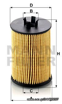 Φίλτρο λαδιού MANN-FILTER HU6121X Mercedes-Benz A-Class W169 1700cc A170 116ps 2004-2012 (2661800009,2661840325,A2661800009,A2661840325)