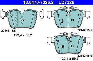 Σετ τακακιών φρένων, δίσκος φρένου VOLVO S60 III, S90 II, V60 II, V90 II, XC40, XC60 II, XC90 II; JAGUAR E-PACE, F-PACE, I-PACE, XE, XF II, XF SPORTBRAKE 1.5H-Electric 06.11-