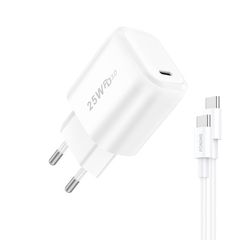 Φορτιστής Ταξιδιού Foneng Fast Charge EU40 USB-C 25W with Type-C to Type-C Cable  White