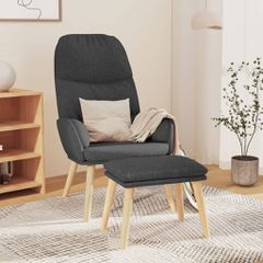 Πολυθρόνα Relax Σκούρο Γκρι Υφασμάτινη με Σκαμπό 3097343