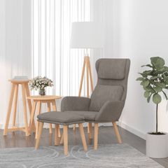 Πολυθρόνα Relax Ανοιχτό Γκρι Βελούδινη με Σκαμπό 3097820