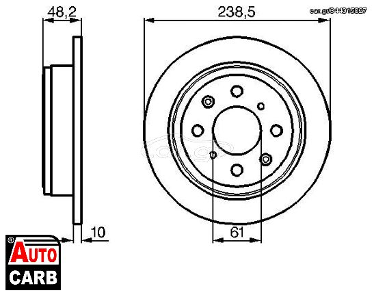 Δισκοπλακα BOSCH 0986478350 για HONDA CRX 1987-1992, HONDA PRELUDE 1986-1996, MG MG 2001-2005