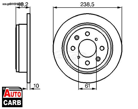 Δισκοπλακα BOSCH 0986478350 για HONDA CRX 1987-1992, HONDA PRELUDE 1986-1996, MG MG 2001-2005