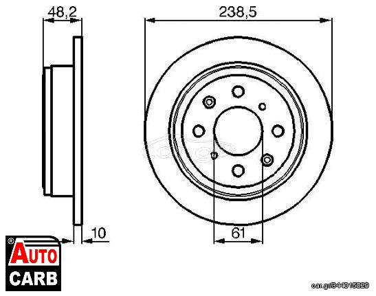 Δισκοπλακα BOSCH 0986478350 για ROVER 200 1989-2000, ROVER 25 1999-2006, ROVER 400 1990-2000