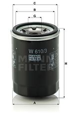 Φίλτρο λαδιού MANN-FILTER W6103 Citroen C4 Aircross 1600cc 117ps 2012- (000947941,001026870,001039891,082350,0JE1514302)