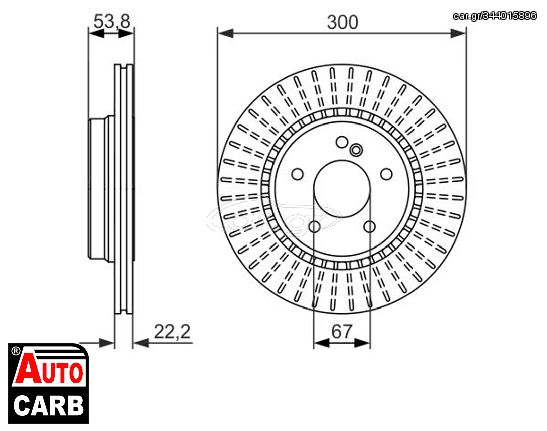 Δισκοπλακα BOSCH 0986479653 για MERCEDES-BENZ E-CLASS 1995-2003, MERCEDES-BENZ SLK 1996-2004