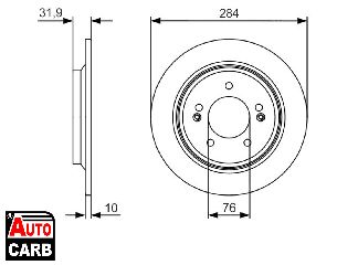 Δισκοπλακα BOSCH 0986479V09 για HYUNDAI KONA 2017-, HYUNDAI SONATA 2009-2015, KIA CEED 2018-