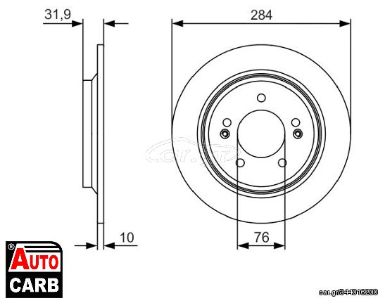 Δισκοπλακα BOSCH 0986479V09 για HYUNDAI KONA 2017-, HYUNDAI SONATA 2009-2015, KIA CEED 2018-