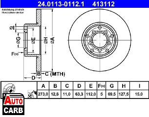 Δισκοπλακα ATE 24011301121 για MERCEDES-BENZ S-CLASS 1966-1972