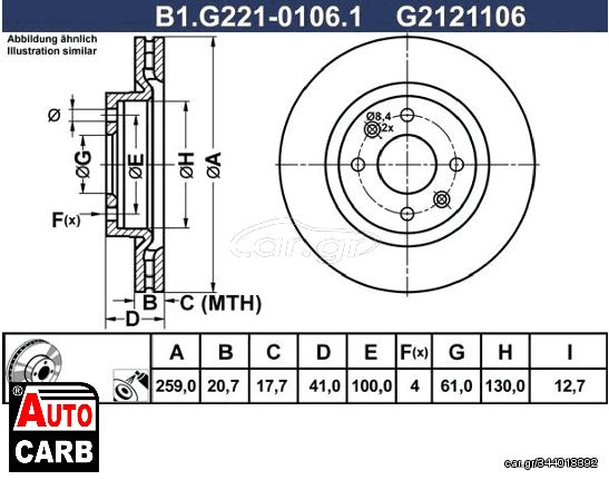 Δισκοπλακα GALFER G2121106 για RENAULT TWINGO 1993-2014