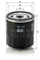 Φίλτρο λαδιού MANN-FILTER W712 Opel Corsa A 1200cc 60ps 1982-1990 (0003634330,0003634334,0006568340,06568340,09281199)