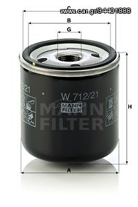 Φίλτρο λαδιού MANN-FILTER W71221 Chrysler Pt Cruiser 2400cc 143ps 2005-2010 (0075221627,02631315,04105409,04105409AB,186931)