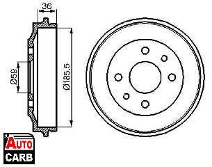 Ταμπουρο BOSCH 0986477055 για FIAT 900 1978-1986, FIAT CINQUECENTO 1991-1999, FIAT DUNA 1987-2001