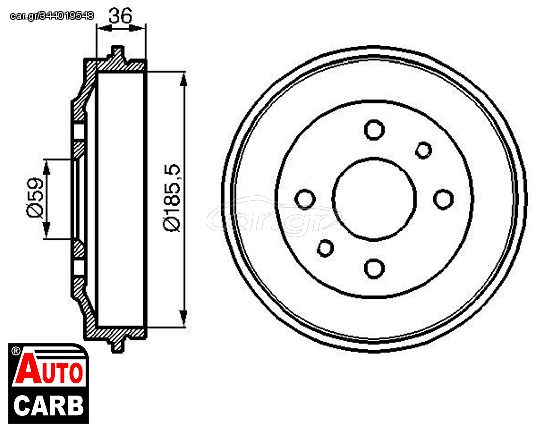 Ταμπουρο BOSCH 0986477055 για LANCIA DELTA 1979-1994, LANCIA PRISMA 1983-1992, LANCIA Y10 1985-1995