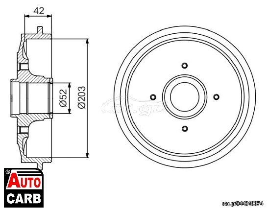 Ταμπουρο BOSCH 0986477201 για PEUGEOT 206 2007-, PEUGEOT 206+ 2009-2013, PEUGEOT 208 2012-