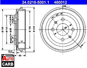 Ταμπουρο ATE 24021850011 για SEAT MALAGA 1984-1993, SEAT MARBELLA 1986-1999, SEAT RONDA 1982-1988