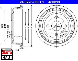 Ταμπουρο ATE 24022000012 για DAEWOO RACER 1986-1997, OPEL ASCONA 1970-1988, OPEL ASTRA 1991-2009