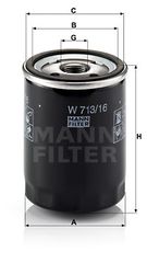 Φίλτρο λαδιού MANN-FILTER W71316 Fiat Cinquecento 1100cc Sporting 54ps 1994-1998 (1109AR,1109K8,1109K9,1608076280,4648378)