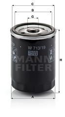 Φίλτρο λαδιού MANN-FILTER W71319 Ford Escort 1800cc D 60ps 1989-1990 (1039020,1039021,1220880,1E2014302B,5747002002)