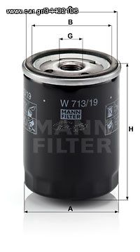 Φίλτρο λαδιού MANN-FILTER W71319 Ford Escort Van 1800cc D 60ps 1990-1994 (1039020,1039021,1220880,1E2014302B,5747002002)