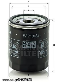 Φίλτρο λαδιού MANN-FILTER W71328 MG Maestro 1600cc 104ps 1983-1984 (5007165,5020120,8671000496,93156863,9975449)