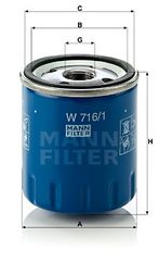 Φίλτρο λαδιού MANN-FILTER W7161 Citroen Berlingo Van 2000cc HDI 90ps 1999-2011 (1109AL,1109R0,1109R1,1109T0,1109T1)