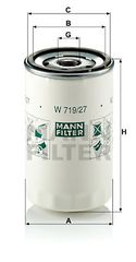 Φίλτρο λαδιού MANN-FILTER W71927 Ford Escort 1600cc 16Valves 4x4 90ps 1995-1998 (04781452AA,04781452AB,04781452BB,1037678,1043147)