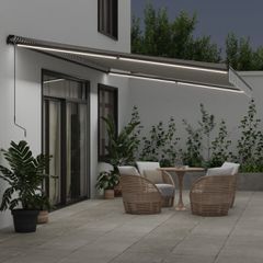 vidaXL Τέντα Πτυσσόμενη Χειροκίνητη με LED Ανθρακί / Λευκή 600x350 εκ.-thumb-2