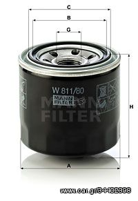 Φίλτρο λαδιού MANN-FILTER W81180 Hyundai Accent HatchBack 1300cc 60ps 1994-2000 (00014145,0166501001,05740004,09225017,0RF0323802)