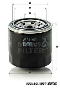 Φίλτρο λαδιού MANN-FILTER W81180 Hyundai Accent Sedan 1500cc 90ps 2000-2005 (00014145,0166501001,05740004,09225017,0RF0323802)