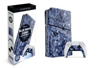 Maxx Tech PS5 Slim Faceplates + Controller Faceplates - Blue Wave Camo / PlayStation 5