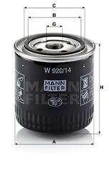 Φίλτρο λαδιού MANN-FILTER W92014 Nissan Almera n15 HatchBack 2000cc D 75ps 1995-2000 (1520880W00,152089C600,15208D9705,15208W1103,15208W1106)