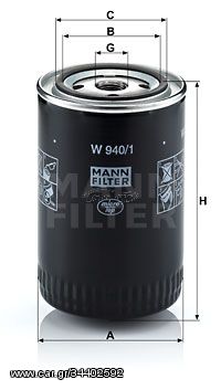 Φίλτρο λαδιού MANN-FILTER W9401 Ferrari 328 Gtb 3200cc 270ps 1985-1989 (0001228022,0003141914,0003563591,0005042621,0005221272)