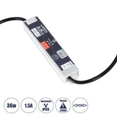 GLOBOSTAR® LUMISPLASH 60961 Τροφοδοτικό/Μετασχηματιστής Class II SELV 36W 1.5A DC 24V Αδιάβροχο IP68 - AC 220-240V σε DC 24V - Μ17 x Π3 x Υ2cm - 3 Χρόνια Εγγύηση