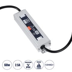 GLOBOSTAR® LUMISPLASH 60962 Τροφοδοτικό/Μετασχηματιστής Class II SELV 60W 2.5A DC 24V Αδιάβροχο IP68 - AC 220-240V σε DC 24V - Μ15 x Π3.5 x Υ2cm - 3 Χρόνια Εγγύηση