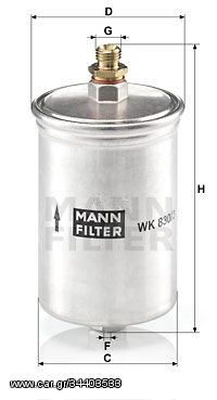 Φίλτρο καυσίμου MANN-FILTER WK8303 Mercedes-Benz C-Class W202 1800cc C180 122ps 1993-2000 (0014775901,0014778401,0014778901,0024770301,0024770401)