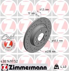 ZIMMERMANN ΔΙΣ/ΚΕΣ ΤΡΥΠΗΤΕΣ SPORT  OPEL ZIMMERMANN 430.1497.52