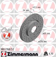 ZIMMERMANN ΔΙΣ/ΚΕΣ ΤΡΥΠΗΤΕΣ SPORT MITSUBISHI ZIMMERMANN 380.2168.52