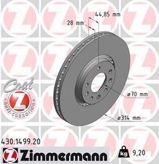 ZIMMERMANN ΔΙΣΚ/ΚΕΣ OPEL COAT Z ZIMMERMANN 430.1499.20