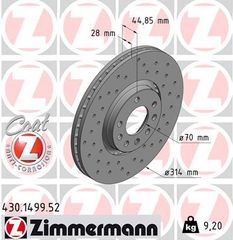 ZIMMERMANN ΔΙΣ/ΚΕΣ ΤΡΥΠΗΤΕΣ SPORT OPEL ZIMMERMANN 430.1499.52