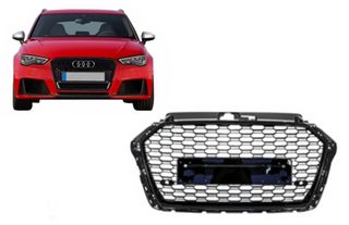 ΜΑΣΚΑ ΕΜΠΡΟΣ Badgeless  AUDI A3 8V Facelift (2017-2018) RS3 Design Piano Black