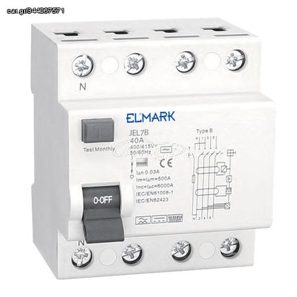 ΡΕΛΕ ΔΙΑΡΡΟΗΣ ΗΛΕΚΤΡΟΜΑΓΝΗΤΙΚΟ RCCB JEL7B 10kA 4P ΤΥΠΟΥ B 80A/30mA