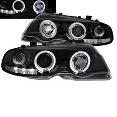 Μπροστινά Φανάρια Set Για Bmw 3 E46 Coupe / Cabrio 99-03 Angel Eyes & Led Μαύρα H1/H1 Manual Sonar