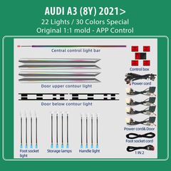 MEGASOUND - DIQ AMBIENT AUDI A3 (8Y) mod. 2021> (Digital iQ Ambient Light for Audi A3 (8Y) mod. 2021>, 22 Lights)